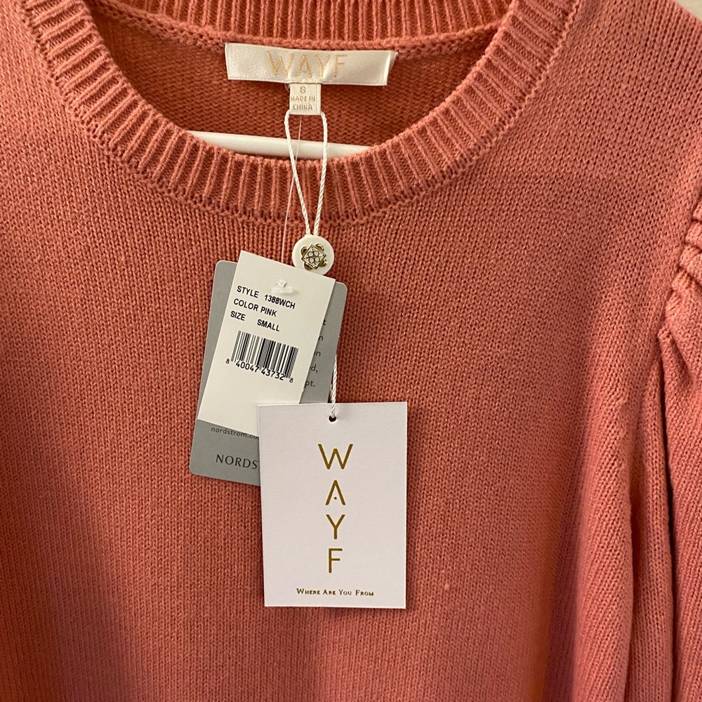 WAYF new pink long sleeve sweater dress in small